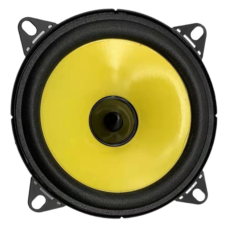 Автомобильные коаксиальные динамики для модификации аудиосистемы, желтые, полнодиапазонные, накладные, 4 дюйма, с высокими и низкими частотами.