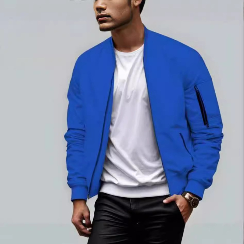 Air Force Pilot Jacket Men's Spring and Autumn New Solid Color Flight Suit Casual Baseball Jacket Men's Outerwear Trendy Brand Air Force Pilot Jacket Men's Spring and Autumn New Solid Color Flight Suit Casual Baseball Jacket Men's Outerwear Trendy Brand