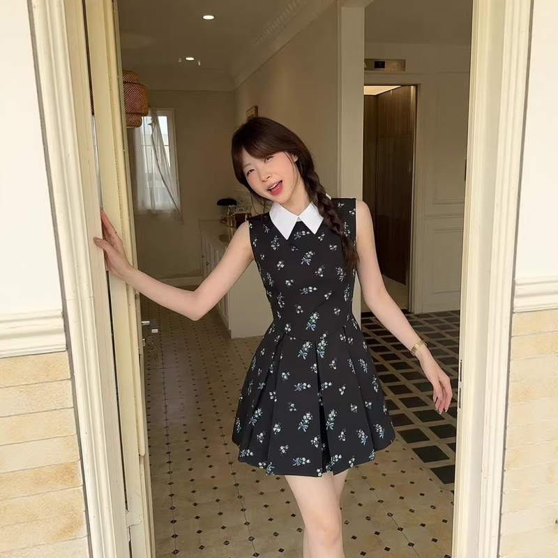 "Peter Pan Floral Dress" Floral Dress Vest Dress for Women Summer Miu Style Princess Dress