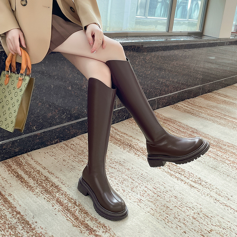 Botas Largas Estilo Británico Augu Shiden para Mujer, Otoño 2025, Nuevas Botas Martin de Moda, Botas de Montar Estilo Retro Urbano.