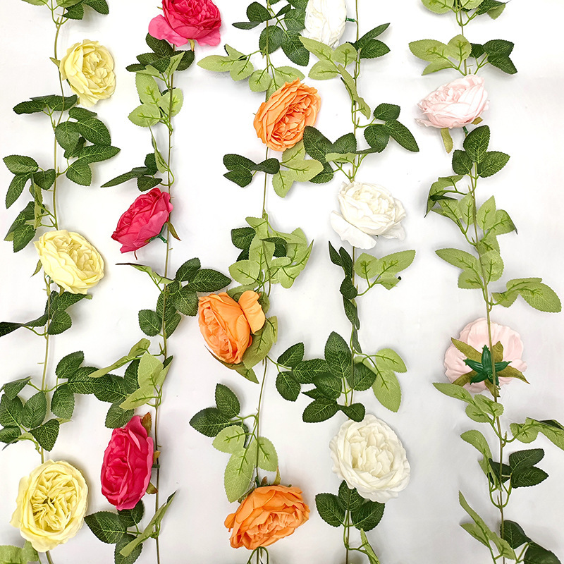 人気の8頭牡丹花蔓模擬造花籐ユーカリの葉籐結婚式の装飾造花外国貿易クロスボーダー|undefined