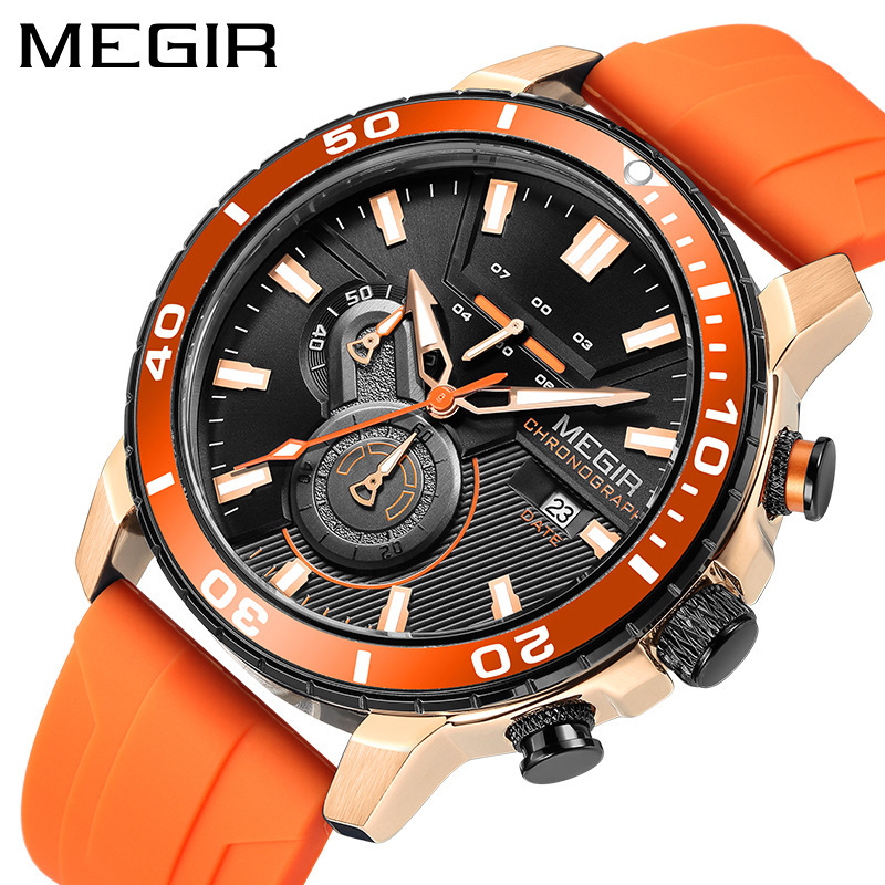 New Miguel multi-functional fashion timing sports cross-border explosion silicone tape men's watches men's wholesale 2224