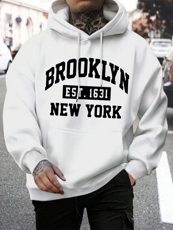 【Cross-Border European Size】Beooklyn Est 1631 New York Printed Hooded Men's Wool Warm Oversized Hoodie 【Cross-Border European Size】Beooklyn Est 1631 New York Printed Hooded Men's Wool Warm Oversized Hoodie