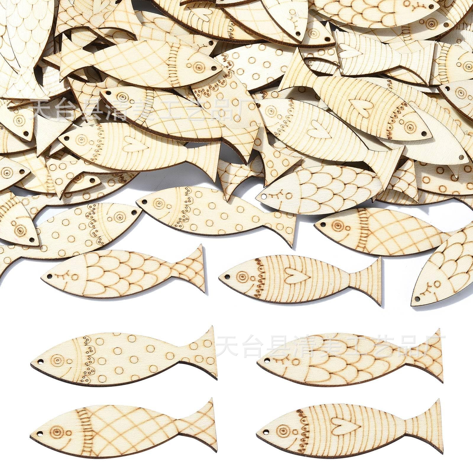 Forma de pez Forma de madera Decoración de madera en forma de pez sin terminar Pintura creativa hecha a mano Pieza de madera decorativa de estilo náutico