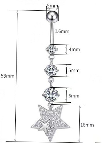 Pentagonal Heart Navel Ring - Stainless Steel Belly Button Jewelry for Women detail image 8