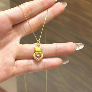 Gold color pink diamond love Hello Kitty necklace for women cute hellokitty cat pendant sweater clavicle chain 2024