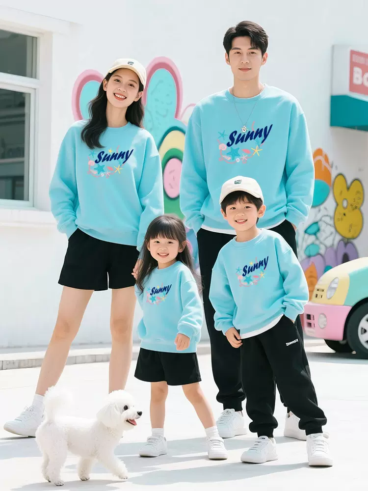 亲子装一家三口四口2025年亲子装卫衣基础百搭高端秋冬季新款批发