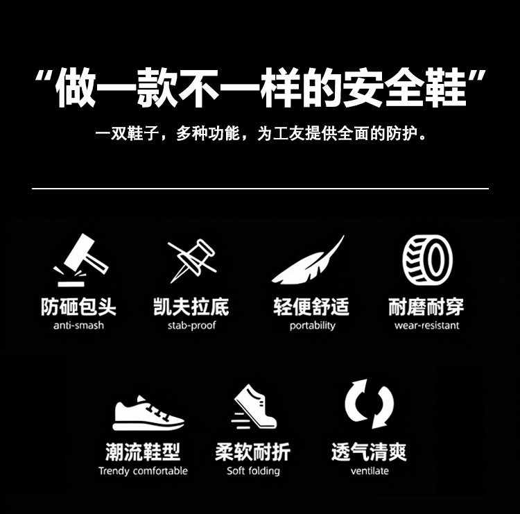 Giày bảo hộ lao động nam mũi thép chống va đập chống đâm thủng đế mềm — Bạc;36, Bạc;37, Bạc;38, Bạc;39 chi tiết 11