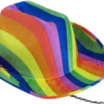 Inventario arco iris impresión sombrero vaquero rayas coloridas sombrero compuesto EVA sombrero vaquero de fiesta impresión sombrero vaquero occidental