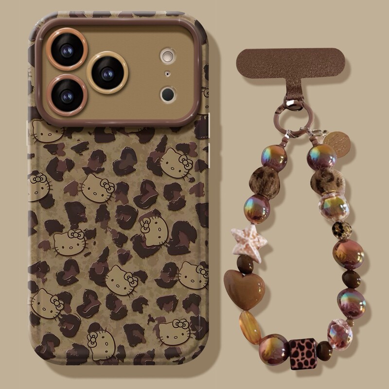 Leopard Print Kt Cat Hanging Chain Suitable for Iphone17Promax Mobile Phone Case 13 Silicone 16 Xiaomi 15 New 14 Series Leopard Print Kt Cat Hanging Chain Suitable for Iphone17Promax Mobile Phone Case 13 Silicone 16 Xiaomi 15 New 14 Series