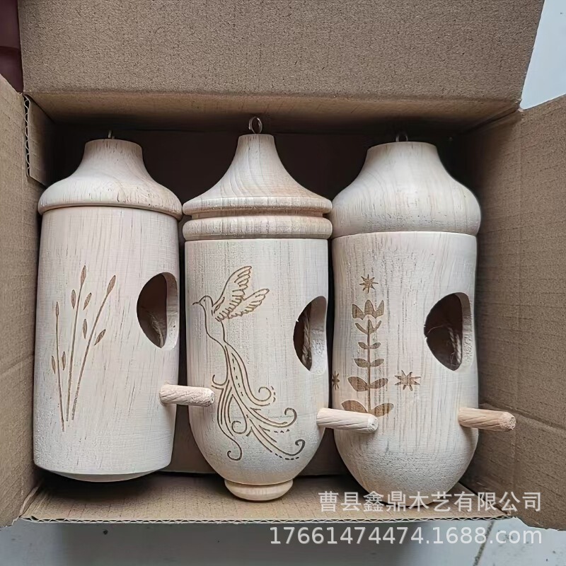 Cross-border Explosions Bird Nest Hanging Mini Decoration Hummingbird House Outdoor Garden Courtyard Wooden Hanging Craft