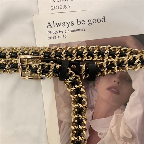 Knit Rough Chain Waist Belt for Women Decorative Dress Simple Metal Korean Style Fashion Suit Thinner Belt Match Skirt Trend