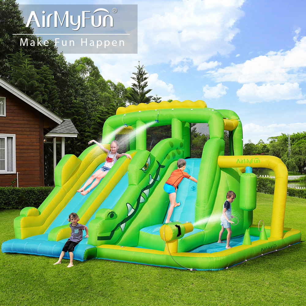 AMF | Castillo de rociado de agua para niños Casa pequeña tobogán inflable fiesta interior rociado de agua parque infantil castillo inflable