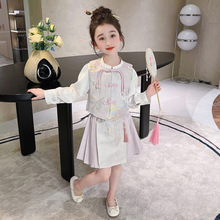 儿童新中式绣花衬衫马甲国风马面裙三件套潮女童套装春秋2025新款