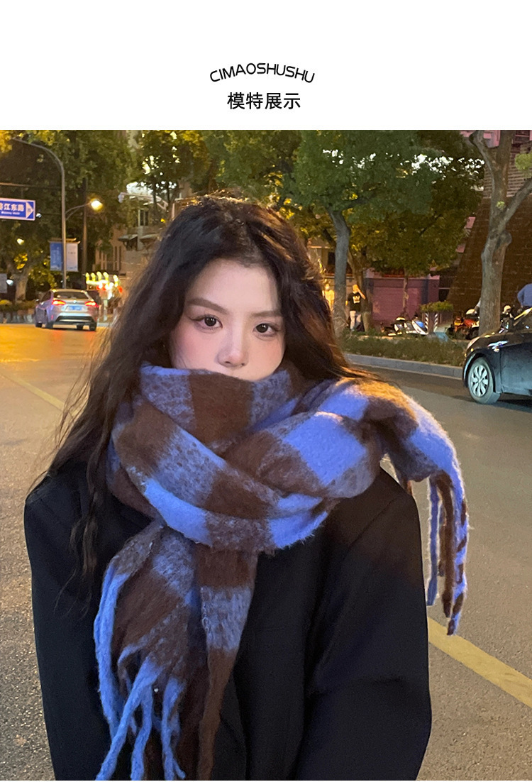 Scarf 2025 Autumn And Winter Women's High-end Winter New Imitation Cashmere Plaid Shawl_viptrois.com