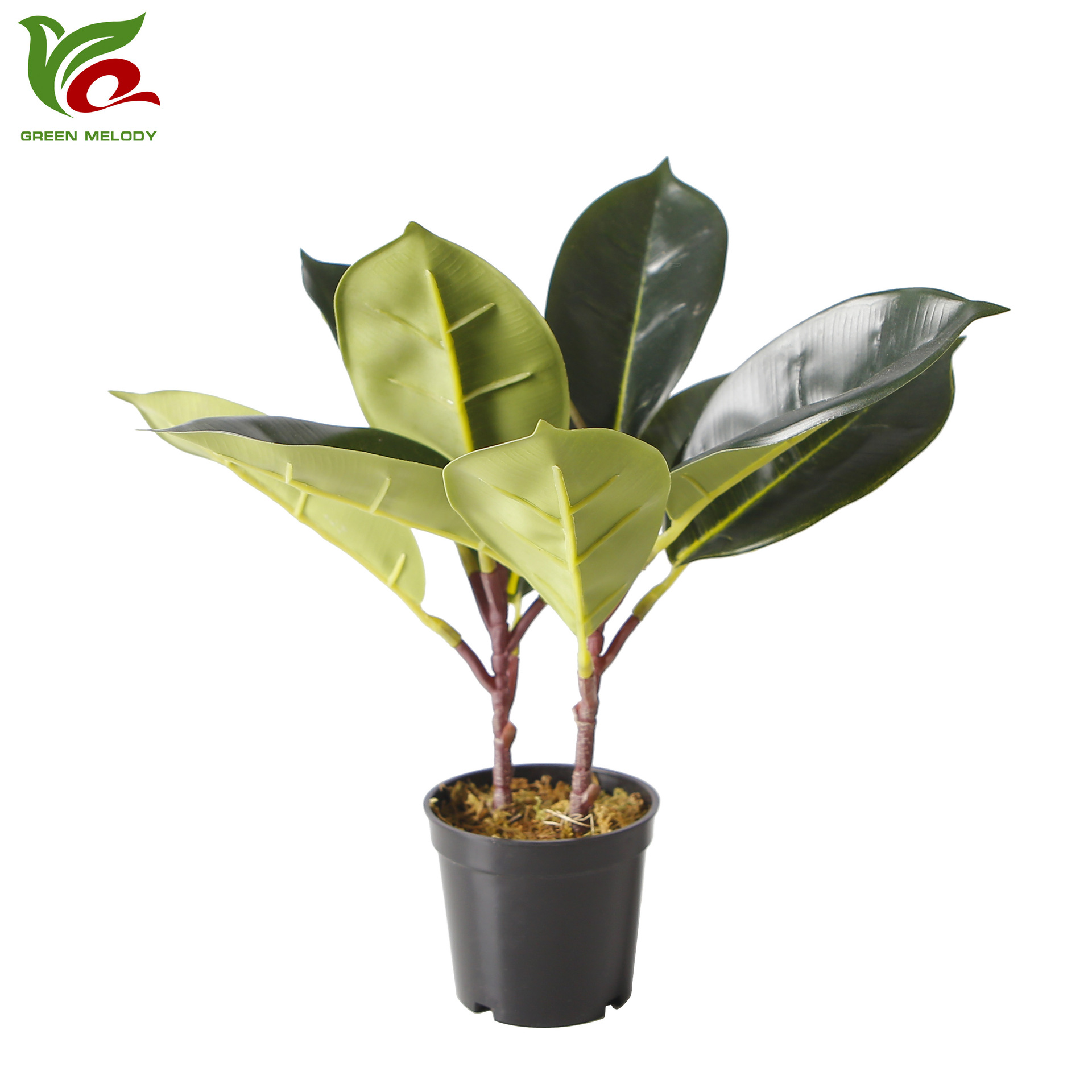 绿韵仿真植物33cm橡胶榕 琴叶榕两头北欧风盆栽 人造假树家居装饰