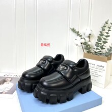 欧洲站厚底乐福鞋女鞋新款增高面包鞋锯齿松糕底小皮鞋P家乐福鞋