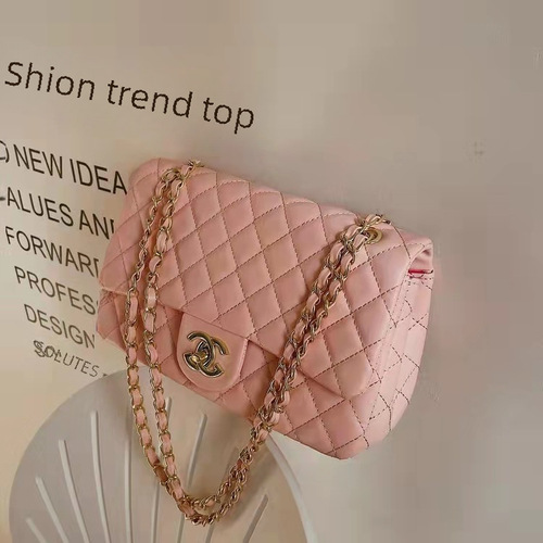 Cross-border new women's bag  new simple fashion checkered small Chanel-style single-shoulder crossbody bag small square bag bags