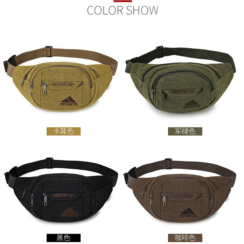 Bolso de cintura de lona al por mayor transfronterizo hombres y mujeres deportes al aire libre teléfono móvil bolso de la cintura bolso de pecho crossbody bolsa de cajero de negocios de gran capacidad