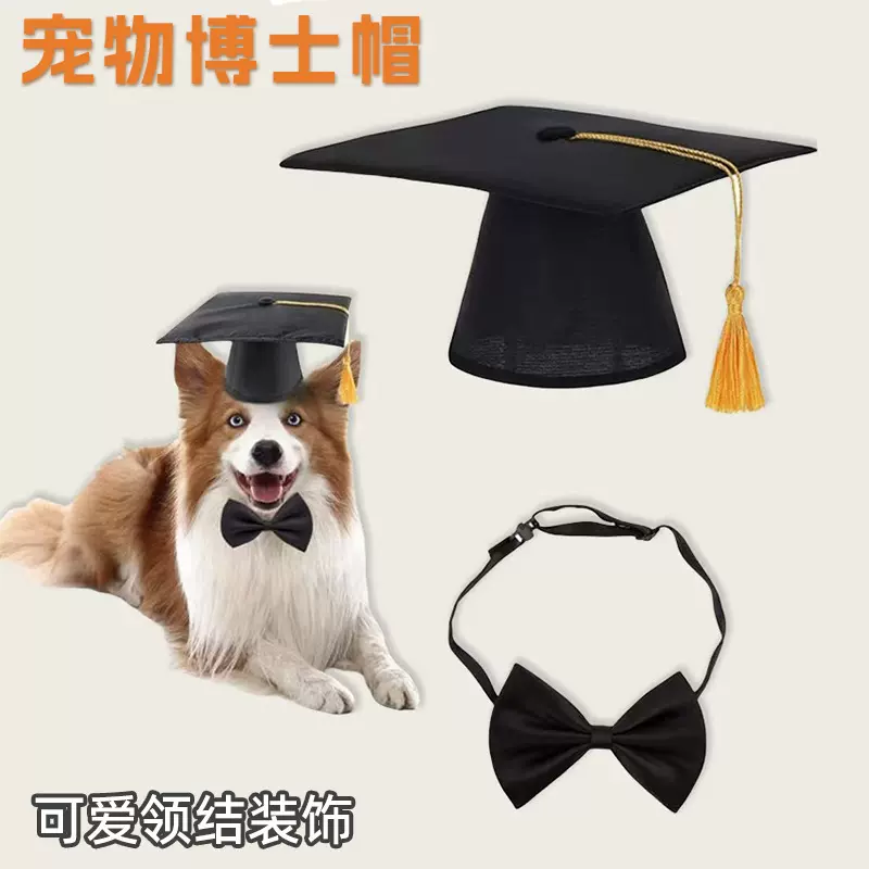 宠物帽子博士帽狗狗帽毕业帽猫咪流苏学位帽小领结小帽子宠物用品