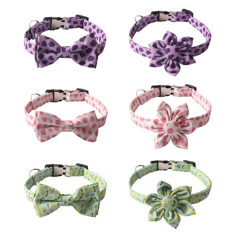Amingge Новые товары для домашних животных полуметаллическая Пряжка фруктовая серия ошейник для домашних животных с бантом Воротник подсолнуха