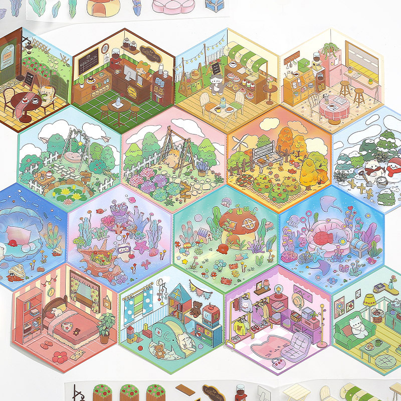 Letter's Lovers 2.5D Stereo House Sticker My Mini World Hand Cart Material DIY Fun Sticker