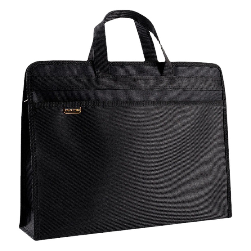 Kangbai Large Capacity Men's Black High-end Portable Briefcase Universal Portable File Bag Zipper Bag Storage Bag