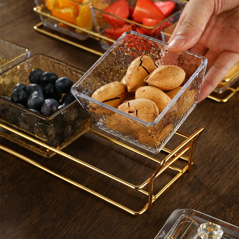 Ларейка-тарелка Snack tray (Nordic INS) акриловые многоотсековые сервировочные блюда, золотая рама и варианты из бамбука