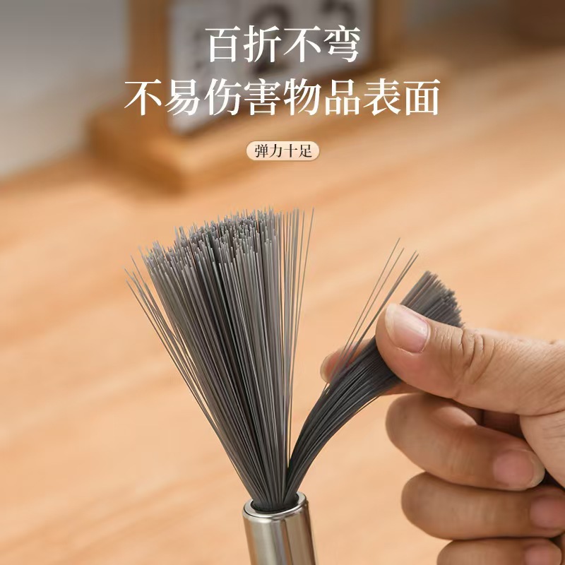 Stainless Steel Cleaning Brush with Pet Brush Head, Long-Handled Kitchen Brush for Pots, Stainless Steel Wire Pot Scrubber for Home Use