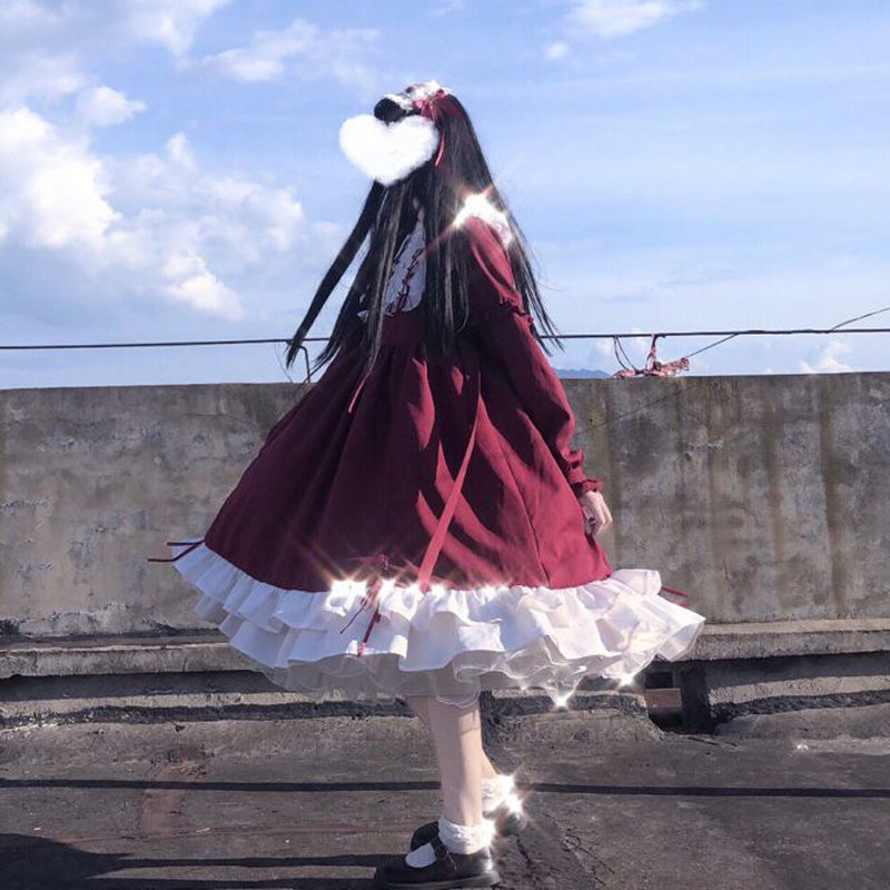 ロリータ ロリータスカート 春夏 ソフトガール ロリータ 大きなスカート 学生 かわいい OP 半袖ドレス 工場|undefined