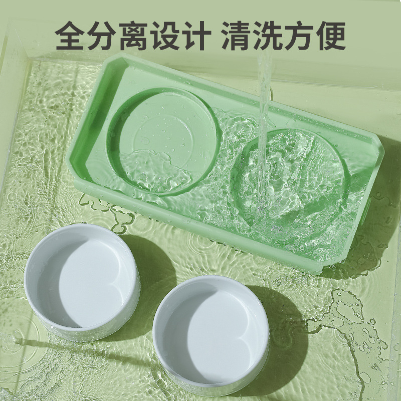 Suministros para mascotas transfronterizas tazón de gato al por mayor de cerámica doble tazón oblicuo boca tazón de comida para gatos tazón de perro antidetonante tazón de mascota ajustable