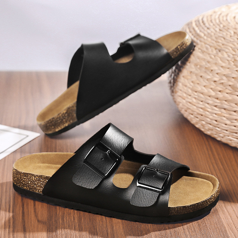 Zapatillas de suela gruesa de gran tamaño de comercio exterior para hombre 2025 verano nuevo estilo wish estación independiente fondo de corcho transfronterizo sandalias y zapatillas para hombre