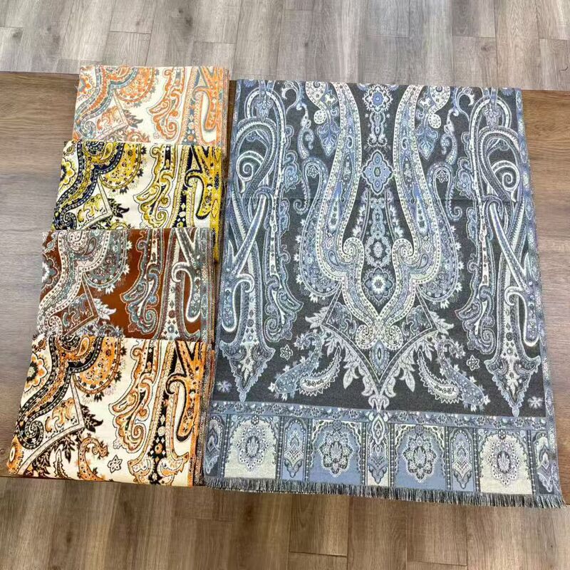 她信跨境秋冬植物印花佩斯纹利花朵图案ins风设计感围巾scarves|undefined