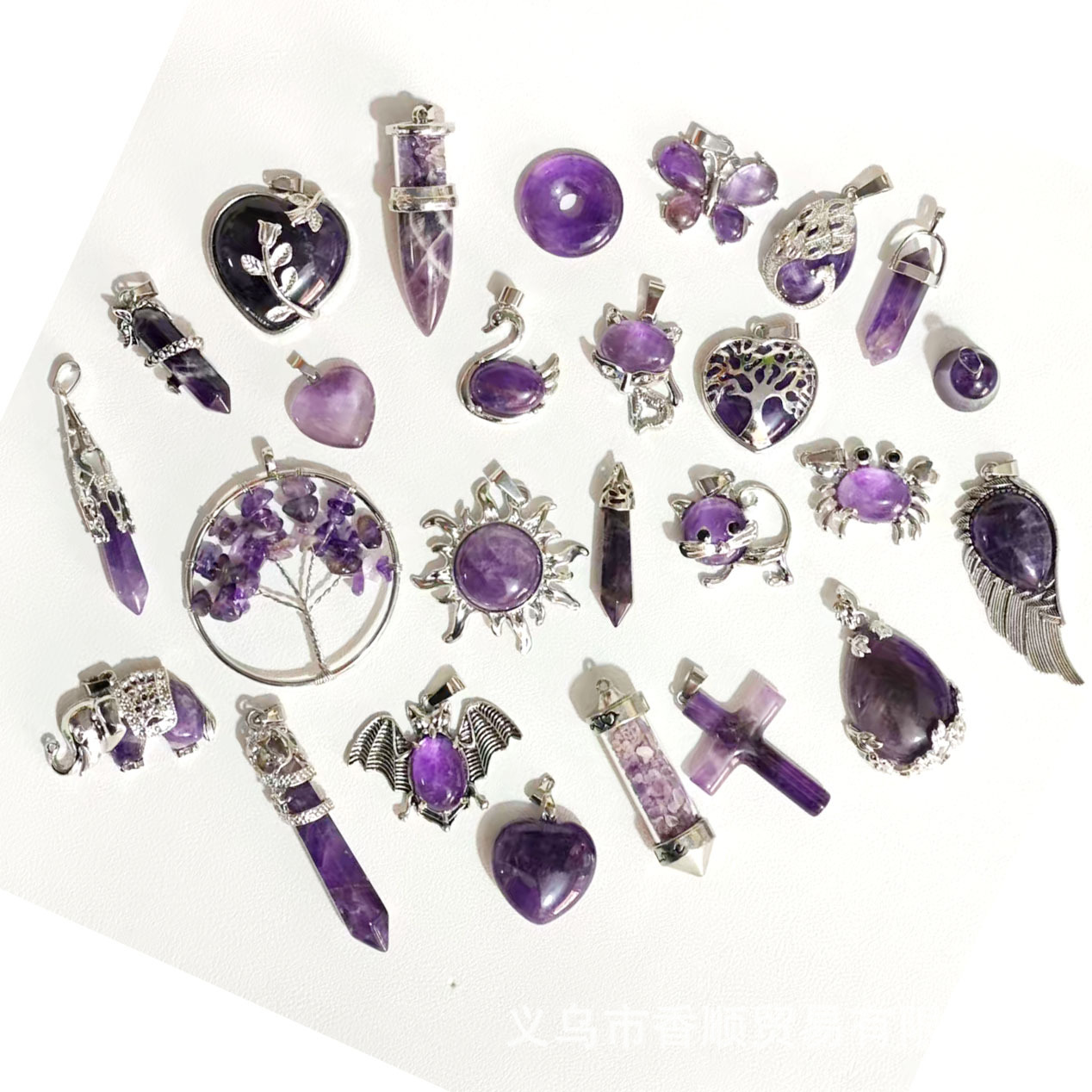 organic fashionable diverse crystal pendant with amethyst