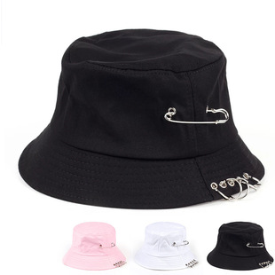 Iron ring fisherman hat fashion personality couple hat spring and summer trendy Korean basin hat summer sun hat sunscreen hat women