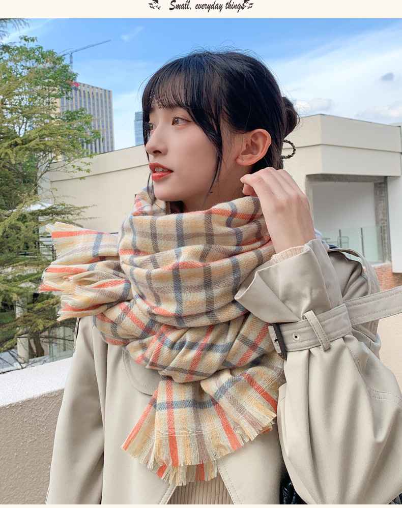 Short Beard Striped Scarf Korean Version Of The Double-sided Fashion Thickening Warm Long Shawl Student Bib display picture 20