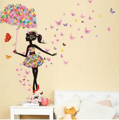 Loss-Producing Fairy Girl Wall Sticker H003 Bedroom Princess Room Romantic and Warm Background Decorative Wall Sticker