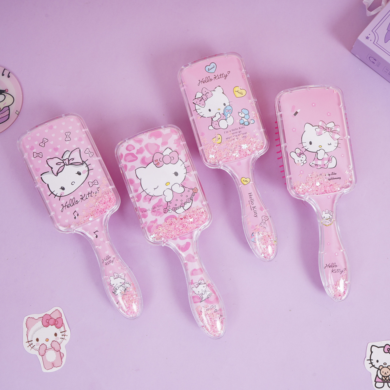 KT gato rocker pein cuadrado pein de pelo rizado caricatura encantador corazón de una niña Sanrio Kitty Gato masaje de aire acústico