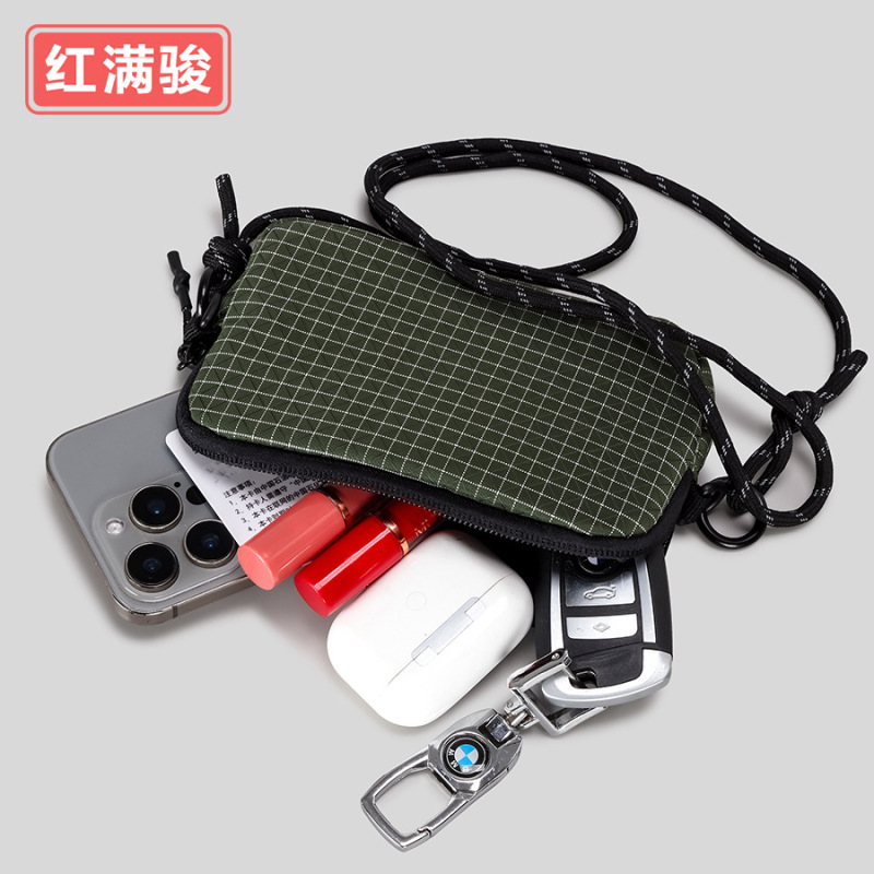 新款潮流格子防水尼龙方包时尚运动多隔层斜跨包轻便单肩零钱包女|undefined