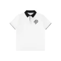 LV · Contrast Collar Pearl Button White