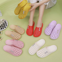 夏季新款包頭涼拖鞋女時尚韓版居家外穿洞洞鞋鏤空透氣防滑涼拖鞋