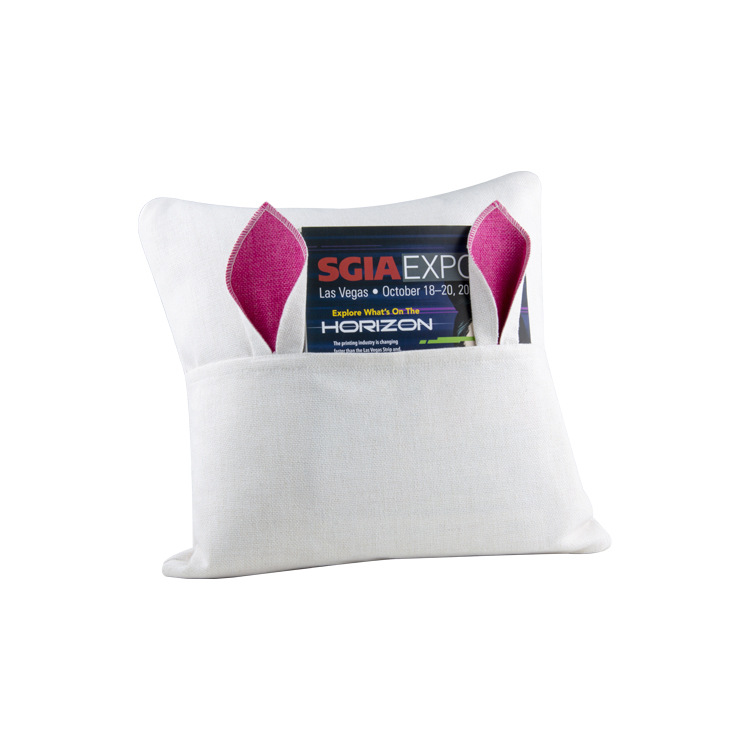 Funda de almohada de transferencia térmica Orejas de conejo funda de almohada de algodón de Acción de Gracias almohada de sublimación de Pascua respaldo