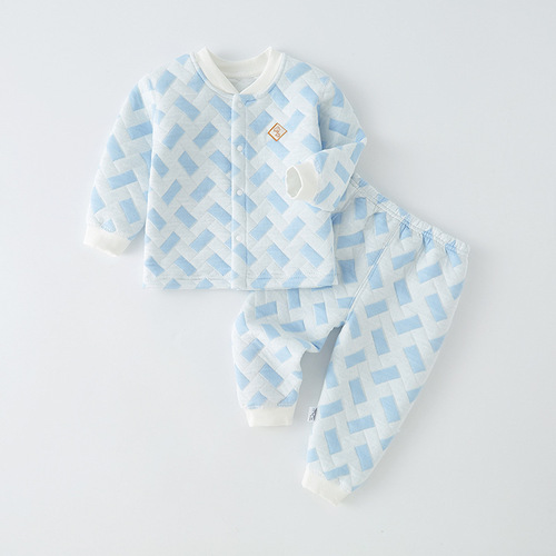Baby Girl Warm Innerwear Set Autumn and Winter Separate Cotton Winter Clothes Fleece Children's Pajamas