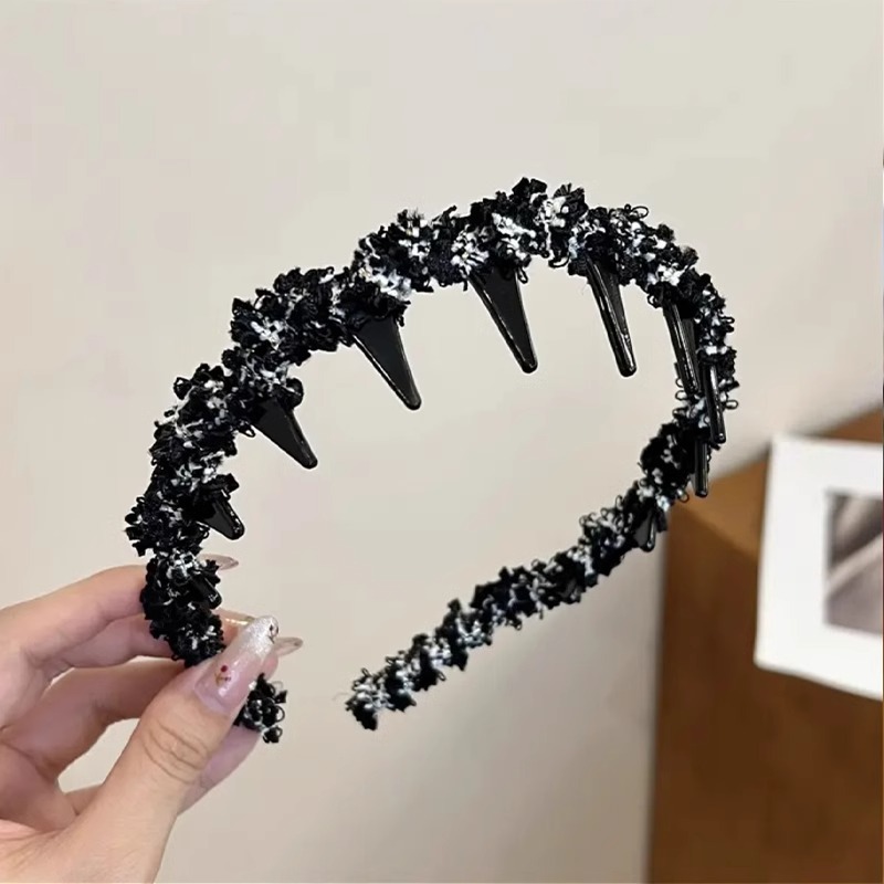 Diámetro flash Louis princesa de París, banda de cabello para la mujer no estrangulada, banda de cabello para lavar la cara, cabeza de cabeza alta con dientes antideslizantes, toque de cabello para el cabello