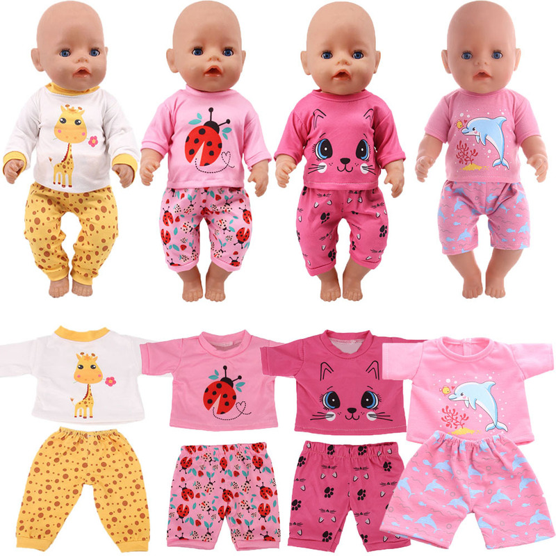 Cross-Border Bestseller 18inch American Girl Doll 43cm Reborn Doll Clothes and Pajamas Two-Piece Set Direct from Manufacturer