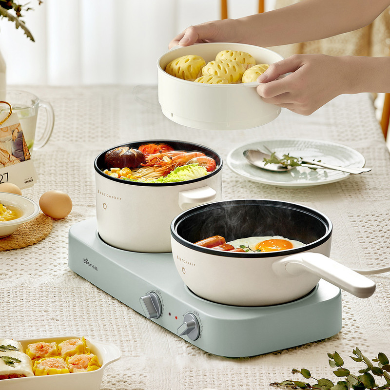 Bear Drg-E12J1 Electric Hot Pot for Home Use, Multifunctional Small Detachable Pot for Hot Pot, Cooking, Frying, and Stir-Frying