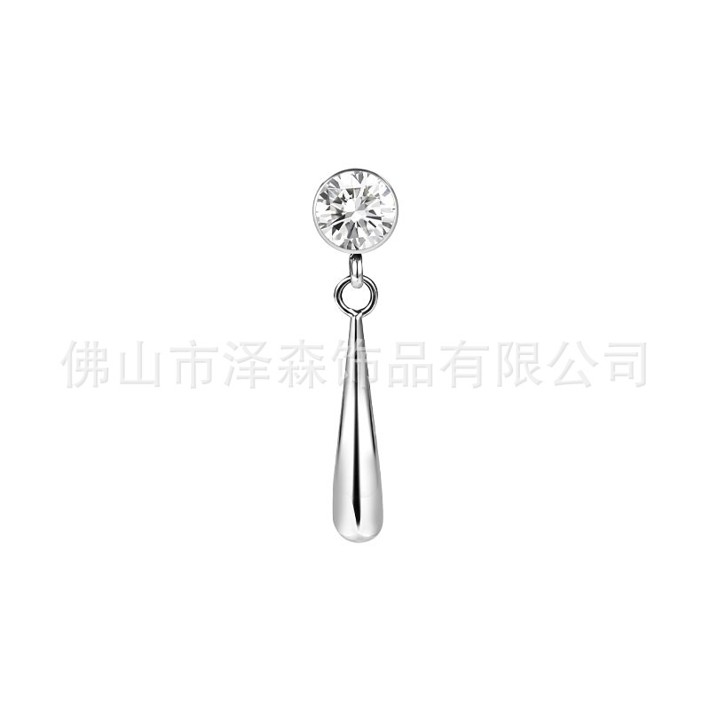 F136 Titanium Alloy Zoro Water Drop Pendant Cylindrical Zircon G23 Titanium Body Piercing Ear Bone Stud detail image 7