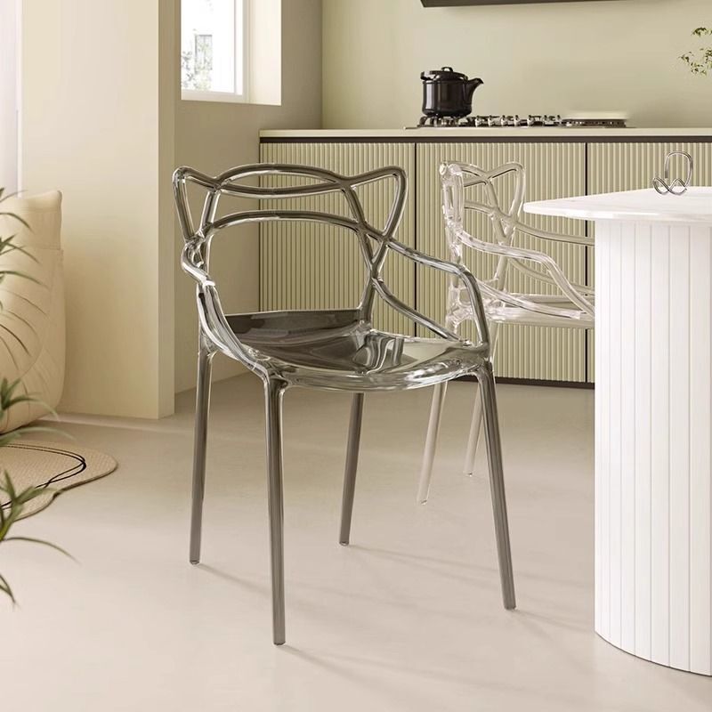Stackable Transparent Chair, Nordic Style Creative Plastic Backrest Chair, Artistic and Fashionable Cat Ear Chair, Bar Chair, Outdoor Dining Chair