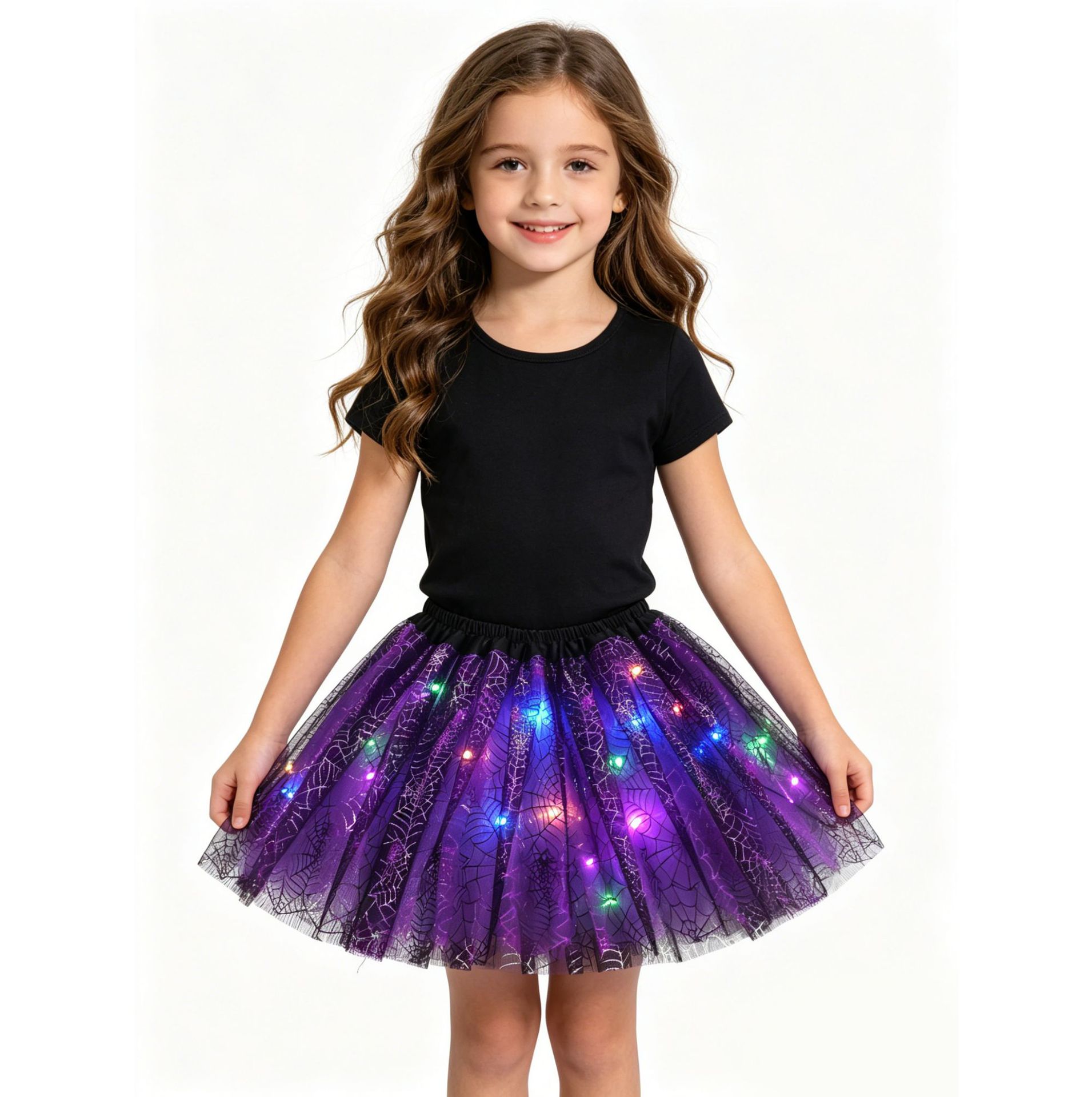Spot supply, cross-border hot-selling Halloween new style light-up girls' tutu skirt, puffy skirt
