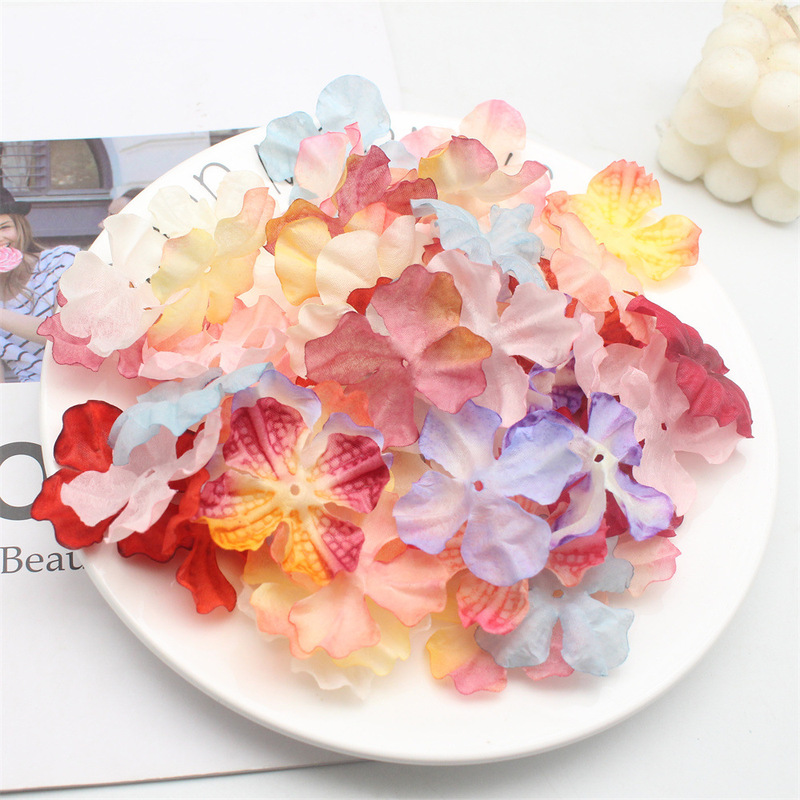 Simulation Coke Edge Hydrangea Pieces DIY Handmade Material Antique Silk Flower Headwear Hairpin Flower Decoration Fake Flower Valley Beauty Shooting